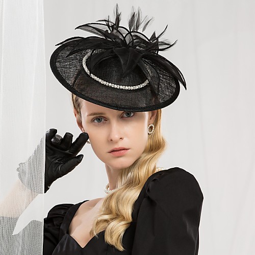 

100% Linen Kentucky Derby Hat / Headbands with Rhinestone / Feather 1pc Special Occasion / Party / Evening Headpiece