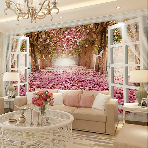 

Mural Wallpaper Wall Sticker Covering Print Adhesive Required 3D Effect Window Flower Tree Path Canvas Home Décor