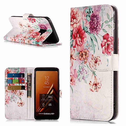 

Case For Samsung Galaxy A3(2017) / A5(2017) / A8 2018 Wallet / Card Holder / with Stand Full Body Cases Flower Hard PU Leather