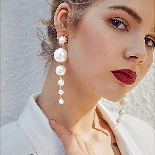 

Women's White Freshwater Pearl Drop Earrings Dangle Earrings Hanging Earrings Beads Ladies Stylish Elegant everyday Pearl Earrings Jewelry White / Pearl Earrings For Wedding Birthday Evening Party