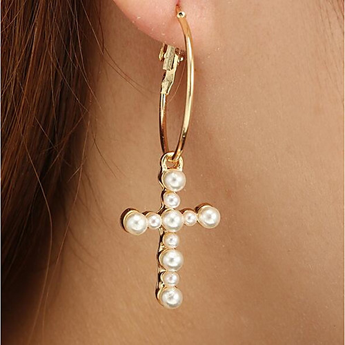 

Women's Drop Earrings Classic Cross Ladies Stylish Classic Imitation Pearl Earrings Jewelry Gold For Daily 1 Pair