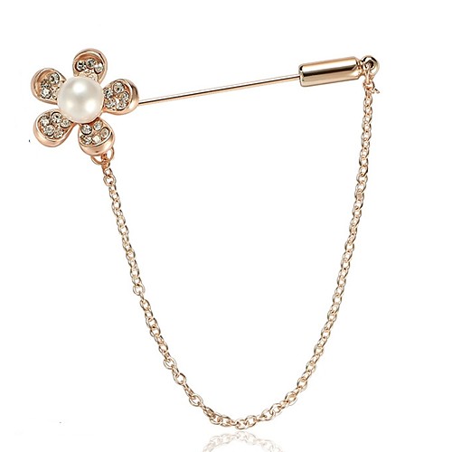 

Women's Brooches 3D Flower Ladies Stylish Simple Imitation Pearl Rhinestone Brooch Jewelry Gold For Daily