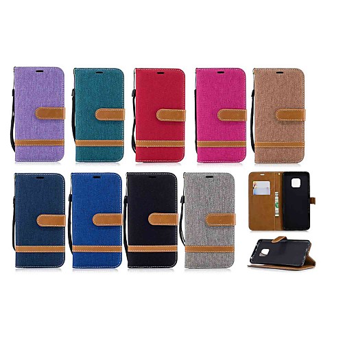 

Кейс для Назначение Huawei Huawei Mate 20 Lite / Huawei Mate 20 Pro Кошелек / Бумажник для карт / со стендом Чехол Плитка Твердый текстильный для Mate 10 / Mate 10 lite / Huawei Mate 20 lite