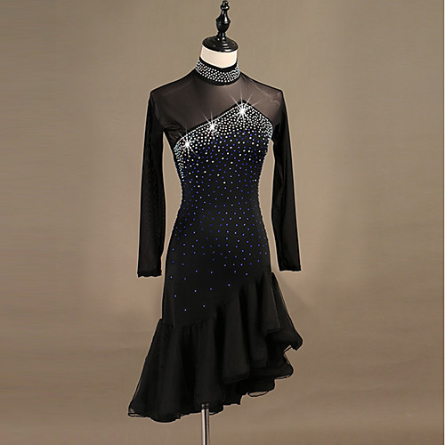 

Latin Dance Dress Crystals / Rhinestones Women's Performance Long Sleeve Spandex