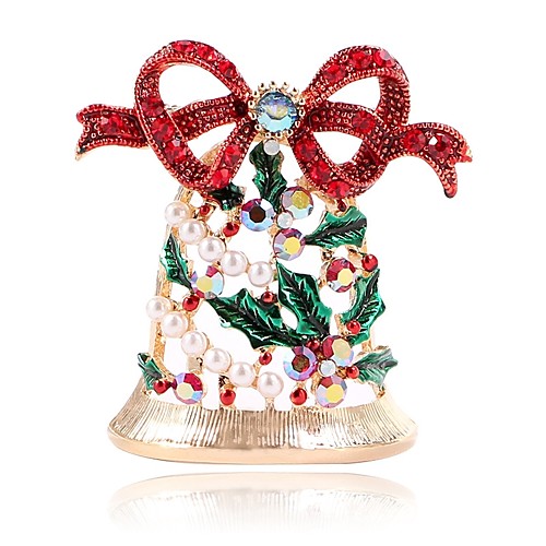 

Women's Brooches Hollow Out Bell Ladies Sweet Imitation Pearl Rhinestone Brooch Jewelry Gold For Christmas