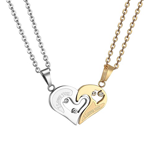 

Women's Pendant Necklace Cut Out Broken Heart Heart life Tree Best Friends Friendship yin yang Ladies Romantic Fashion Stainless Steel Gold Black 55 cm Necklace Jewelry 1 set For Gift Daily