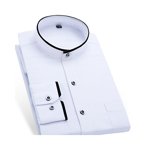 

Men's Shirt Solid Colored Short Sleeve Daily Tops Business Basic Standing Collar White Black / Long Sleeve / Long Sleeve / Work