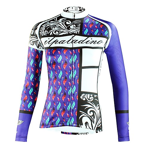 

ILPALADINO Women's Long Sleeve Cycling Jersey Winter Elastane Blue Floral Botanical Bike Top Mountain Bike MTB Road Bike Cycling Ultraviolet Resistant Quick Dry Breathable Sports Clothing Apparel