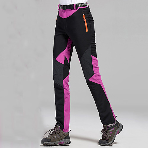

Women's Hiking Pants Trousers Softshell Pants Solid Color Winter Outdoor Waterproof Windproof Fleece Lining Warm Softshell Elastic Waist Pants / Trousers Bottoms Purple Red Fuchsia Blue Camping