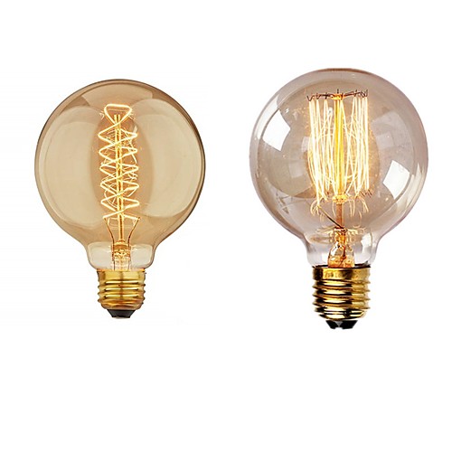 

2pcs 40 W E26 / E27 G95 Warm White 2200-2700 k Retro / Dimmable / Decorative Incandescent Vintage Edison Light Bulb 220-240 V