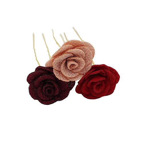 

Fabrics Hair Pin with Floral 3 Pieces Wedding / Party / Evening Headpiece