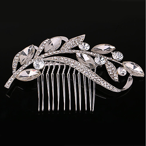 

Women's Hair Combs For Wedding Daily Leaf Imitation Pearl Rhinestone Alloy Silver