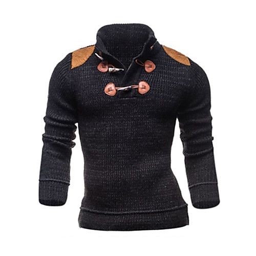 

Men's Color Block Pullover Long Sleeve Slim Regular Sweater Cardigans Fall Winter Dark Gray / Weekend