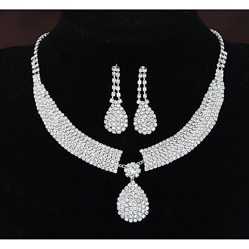 

Women's Cubic Zirconia Pendant Necklace Bridal Jewelry Sets Dangle Earrings Tennis Chain Drop Blessed Unique Design Imitation Diamond Earrings Jewelry White For Party Wedding 1 set