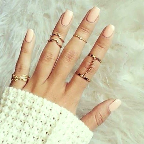 

Women's Knuckle Ring Ring Set Midi Rings 6pcs Gold Silver Alloy V Shaped Stylish Geometric Trendy Club Bar Jewelry Geometrical Leaf Cool Lovely