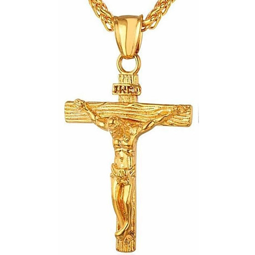 

Men's Pendant Necklace Classic Cross Crucifix Stylish Dangling Classic Glass Alloy Gold Silver 55 cm Necklace Jewelry 1pc For Daily Festival
