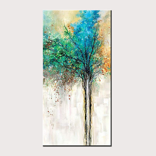 

Oil Painting Hand Painted Vertical Abstract Floral / Botanical Classic Modern Rolled Canvas (No Frame)