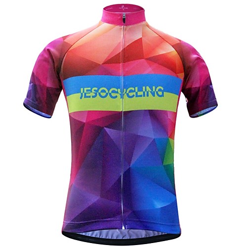 

JESOCYCLING Women's Short Sleeve Cycling Jersey Summer Polyester RedBlue Gradient Bike Jersey Top Mountain Bike MTB Road Bike Cycling Quick Dry Moisture Wicking Breathable Sports Clothing Apparel