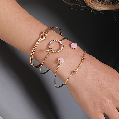 

4pcs Women's Bracelet Classic Wedding Birthday Vintage Theme European Trendy Casual / Sporty Ethnic French Alloy Bracelet Jewelry Gold / Silver For Date Festival