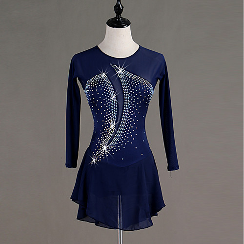 

Figure Skating Dress Crystals / Rhinestones Women's Girls' Training Long Sleeve High Chinlon Tulle