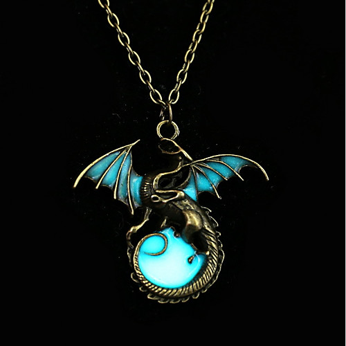 

Men's Luminous Stone Pendant Necklace Vintage Necklace Vintage Style Dragons Dragon Dangling Vintage Punk Alloy Gold Silver Ancient Bronze 70 cm Necklace Jewelry 1pc For Party / Evening Daily