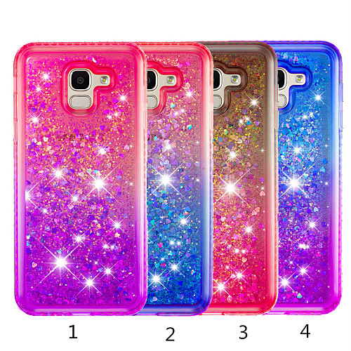 

Case For Samsung Galaxy J8 (2018) / J7 (2018) / J6 (2018) Rhinestone / Flowing Liquid / Translucent Back Cover Color Gradient Hard TPU