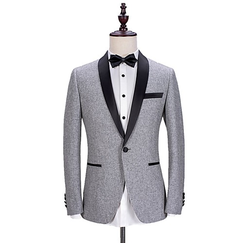 

Men's Wedding Suits Shawl Collar Tailored Fit Single Breasted One-button Straight Piped Solid Colored Polyester