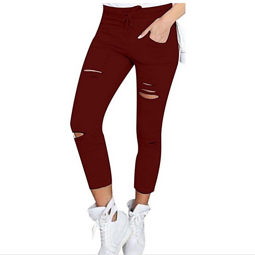 

Women's Basic Chinos Pants Solid Colored White Black Blue Wine Army Green