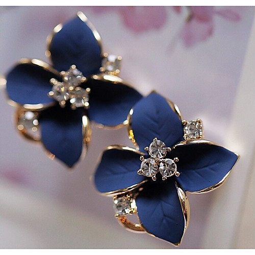

Women's Clear Cubic Zirconia Stud Earrings Vintage Style Flower Stylish Elegant Imitation Diamond Earrings Jewelry Purple / White / Black For Going out Festival 1 Pair