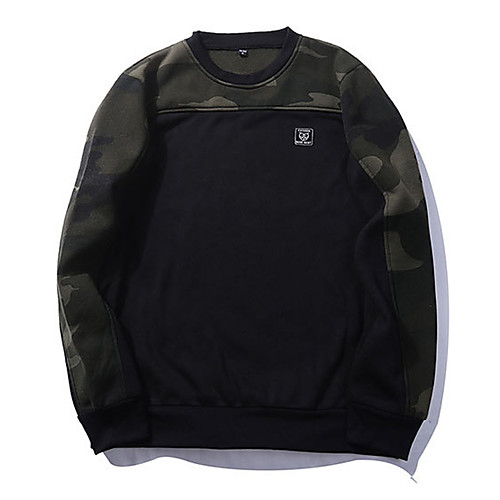 

Men's Sweatshirt Color Block Round Neck Daily Active Basic Hoodies Sweatshirts Long Sleeve Army Green Khaki Black / Fall / Winter