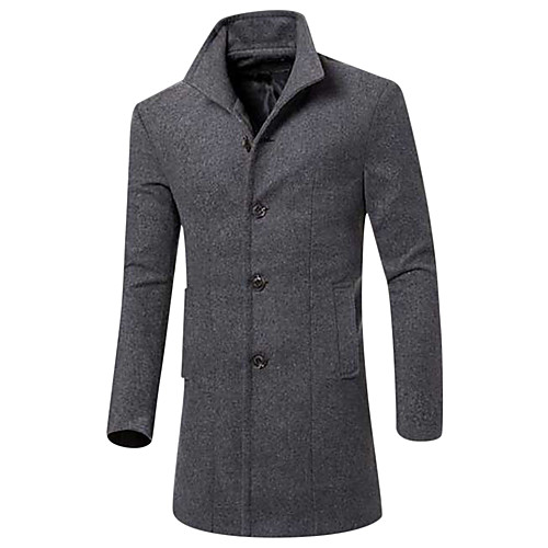 

Men's Coat Daily Fall Winter Long Coat Peaked Lapel Slim Jacket Long Sleeve Solid Colored Wine Army Green