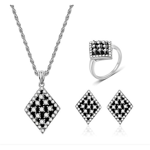 

Women's White Cubic Zirconia Bridal Jewelry Sets Classic Ladies Fashion Earrings Jewelry Light Black For Party Daily 1 set