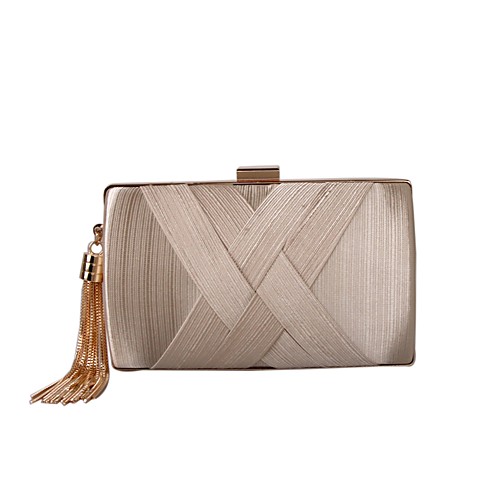 

Women's Tassel Silk / Satin Evening Bag Solid Color Silver / Red / Almond / Fall & Winter