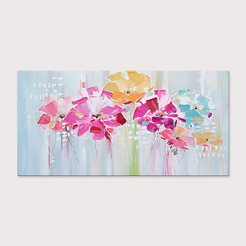 

Oil Painting Hand Painted Horizontal Abstract Floral / Botanical Modern Rolled Canvas (No Frame)