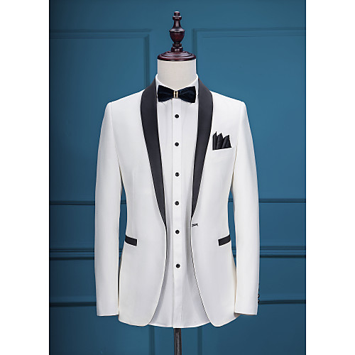 

Men's Wedding Suits Shawl Collar Tailored Fit Single Breasted One-button Straight Flapped Solid Colored Polyester