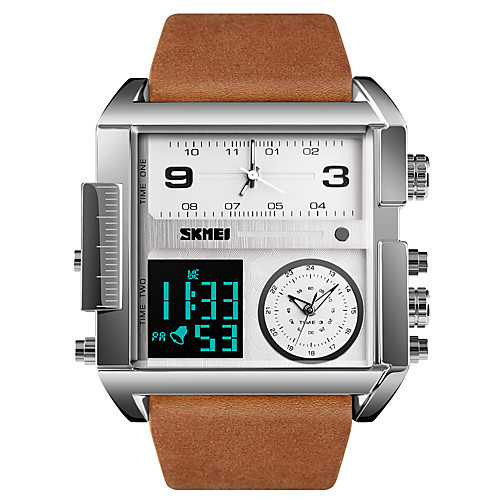 

SKMEI Men's Sport Watch Military Watch Analog - Digital Digital Luxury Water Resistant / Waterproof Alarm Calendar / date / day / One Year / Genuine Leather