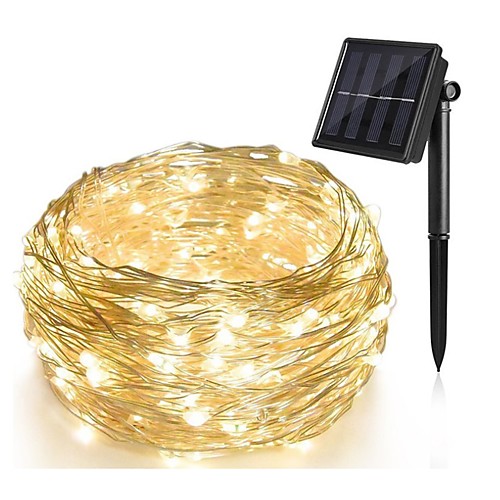 

Outdoor Solar String Light LED Solar Garden Light 10M 100 LED Solar Powered String Light Waterproof Dip Led Copper Wire Holiday Outdoor Led Strip for Christmas Party Wedding Decoration