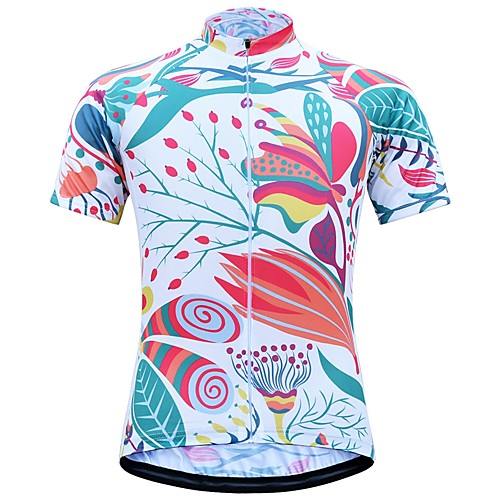 

JESOCYCLING Women's Short Sleeve Cycling Jersey White Floral Botanical Bike Jersey Top Mountain Bike MTB Road Bike Cycling Breathable Moisture Wicking Quick Dry Sports 100% Polyester Clothing Apparel