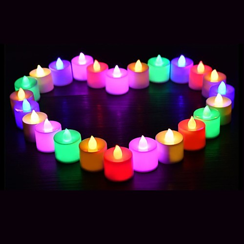 

24pcs LED Candle Tea Light Battery Powered Lamp Simulation Color Flame Flashing Home Wedding Birthday Party Decoration Candles