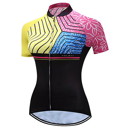 

Women's Short Sleeve Cycling Jersey Summer Polyester Pink Floral Botanical Plus Size Bike Jersey Top Mountain Bike MTB Road Bike Cycling Quick Dry Moisture Wicking Breathable Sports Clothing Apparel