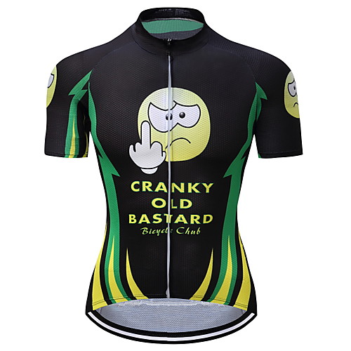 

Men's Short Sleeve Cycling Jersey Summer Coolmax Black / Green Cartoon Bike Jersey Top Mountain Bike MTB Road Bike Cycling Quick Dry Moisture Wicking Back Pocket Sports Clothing Apparel / Stretchy