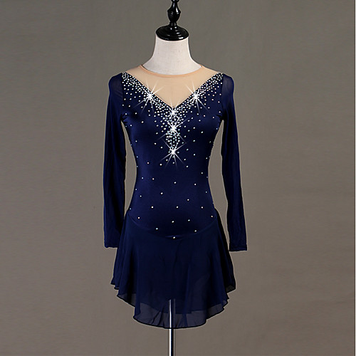 

Figure Skating Dress Crystals / Rhinestones Women's Girls' Training Long Sleeve High Chinlon Tulle