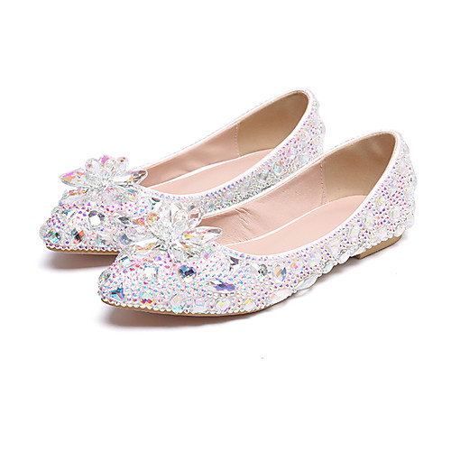 

Women's Wedding Shoes Flat Heel Pointed Toe Wedding Flats Vintage Sexy Minimalism Wedding PU Rhinestone Crystal Sparkling Glitter Solid Colored White / Yellow Purple Red