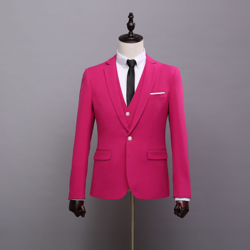 

Men's Wedding Suits Notch Tailored Fit Single Breasted One-button Straight Flapped Solid Colored Polyester