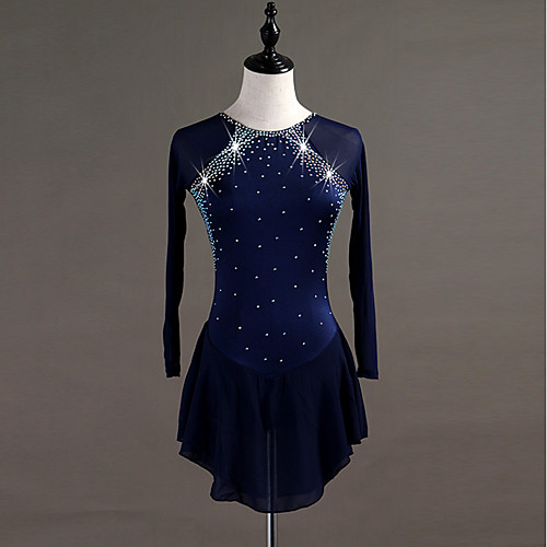 

Figure Skating Dress Crystals / Rhinestones Women's Girls' Training Long Sleeve High Chinlon Tulle