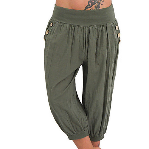 

Women's Basic Soft Daily Chinos Pants Solid Colored Calf-Length Blue Army Green Gray White Black