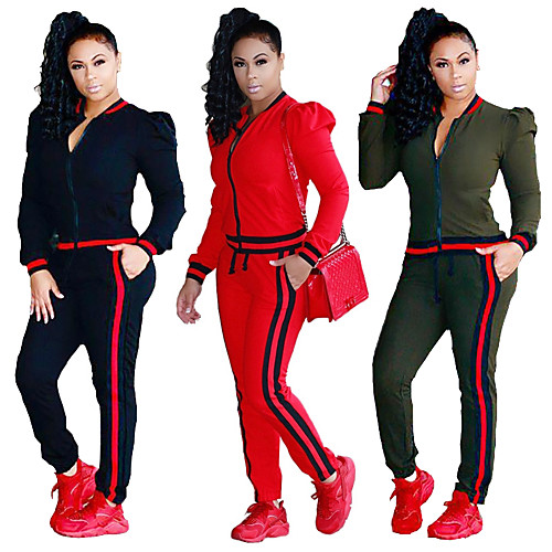 

Women's High Waist Tracksuit Casual 2pcs Pants / Trousers Sweatshirt Clothing Suit Cotton Winter Gym Workout Workout Breathable Quick Dry Soft Plus Size Sport Solid Colored Black Red Army Green