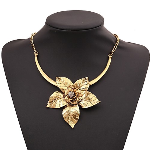 

Women's Pendant Necklace Classic Flower Ladies Stylish Classic Rhinestone Alloy Gold Silver 407 cm Necklace Jewelry 1pc For Daily