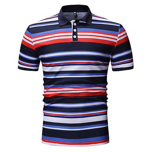 

Men's Polo Striped Plaid Paisley Patchwork Print Tops Cotton Yellow Navy Blue