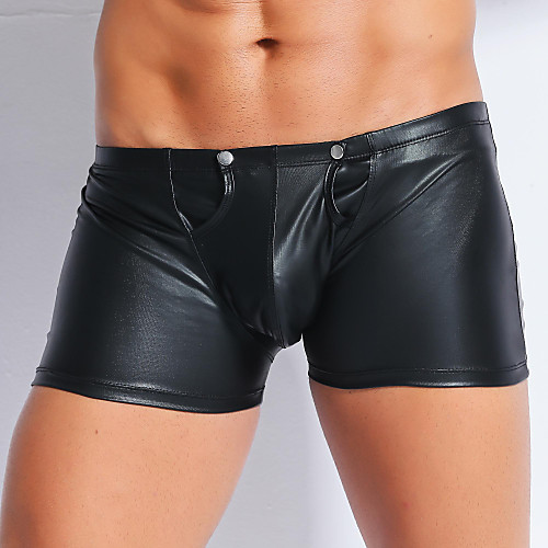 

Exotic Dancewear Shorts Full Length Visible Zipper Men's Training Performance PU